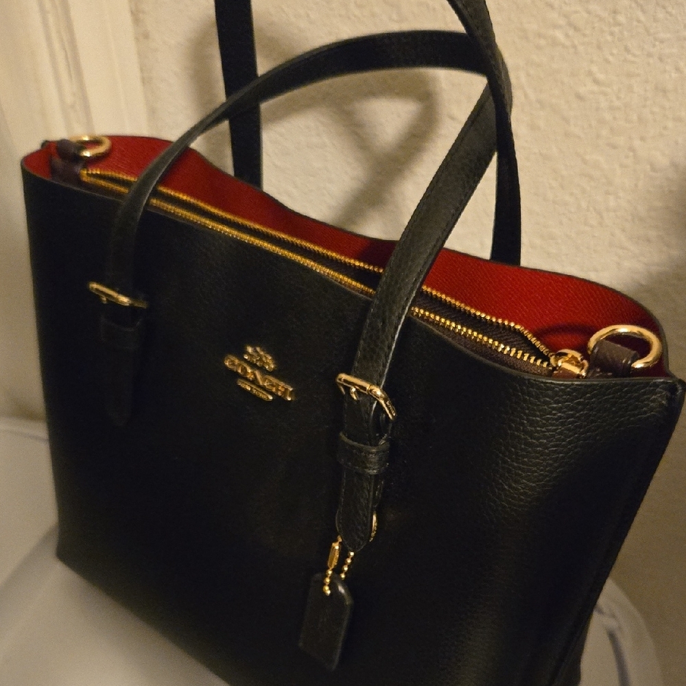 Coach Black and Red Tote Bag: Added Strap With Bag - Picture 2 of 7